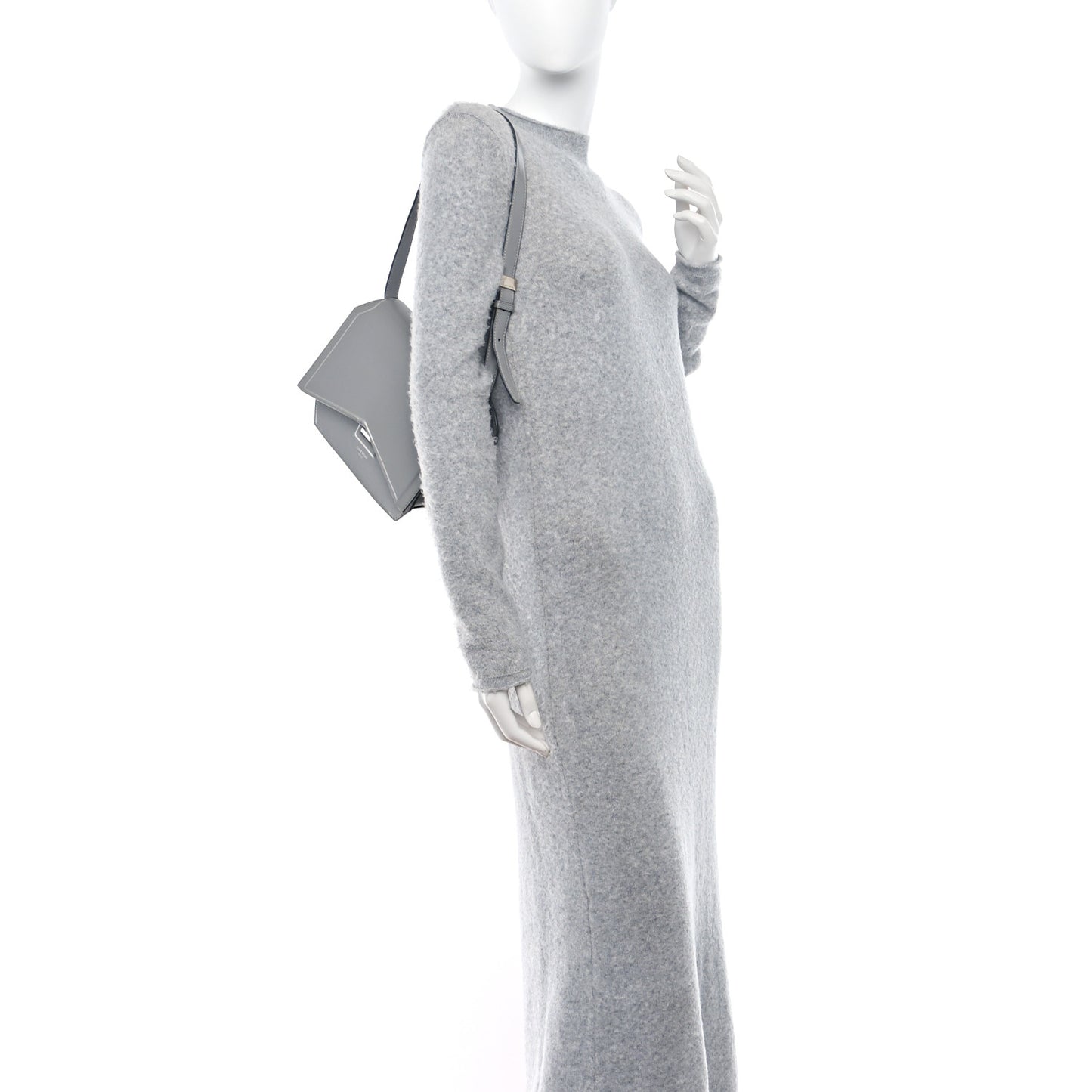 Calfskin Medium Bow Cut Shoulder Bag Pearl Grey