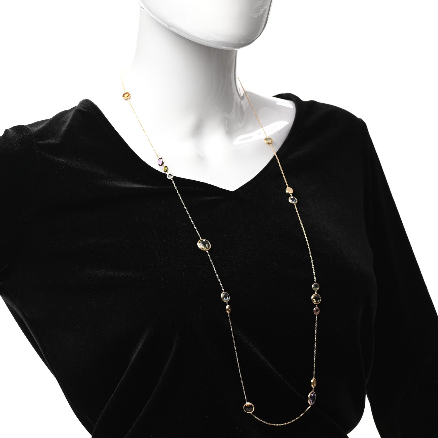 Marco Bicego 18K Yellow Gold Multi Gemstone Jaipur Long Station Necklace 2 of 5