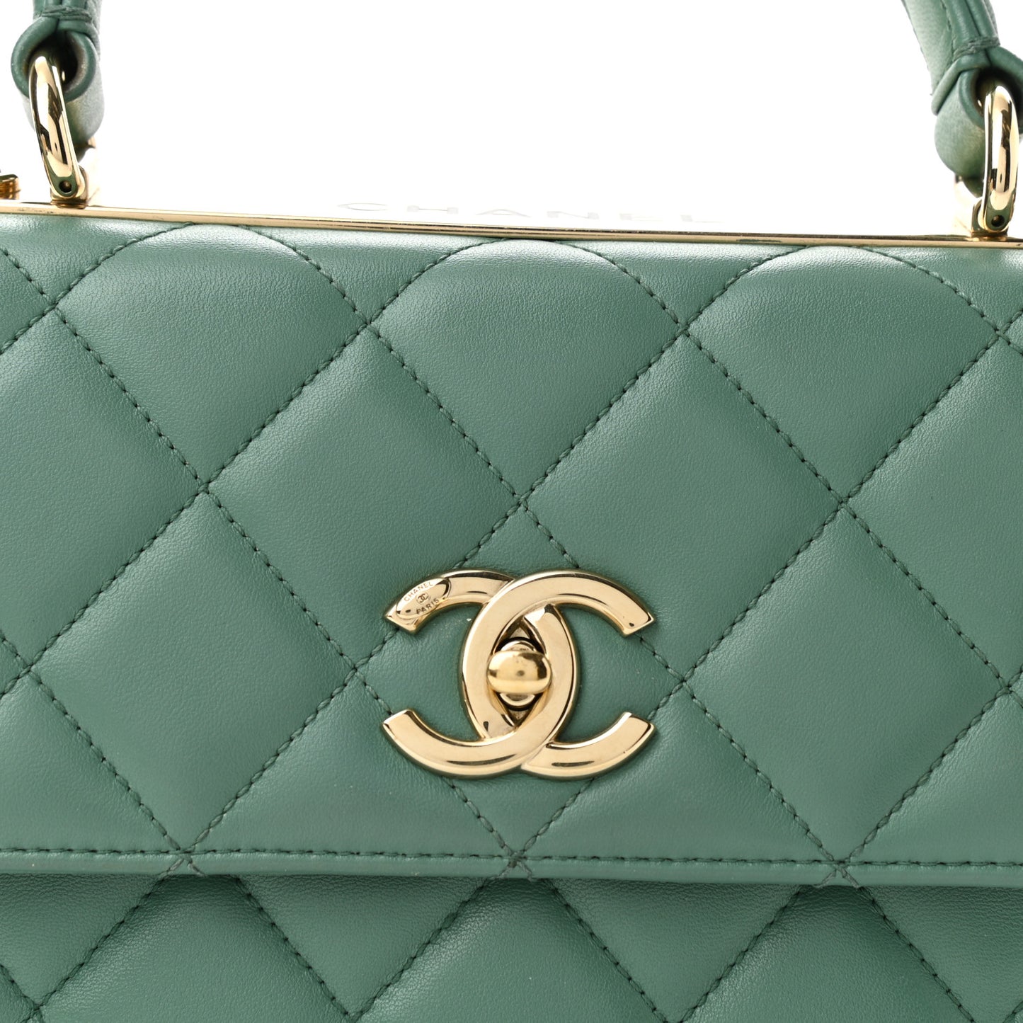 Lambskin Quilted Small Trendy CC Flap Dual Handle Bag Light Green