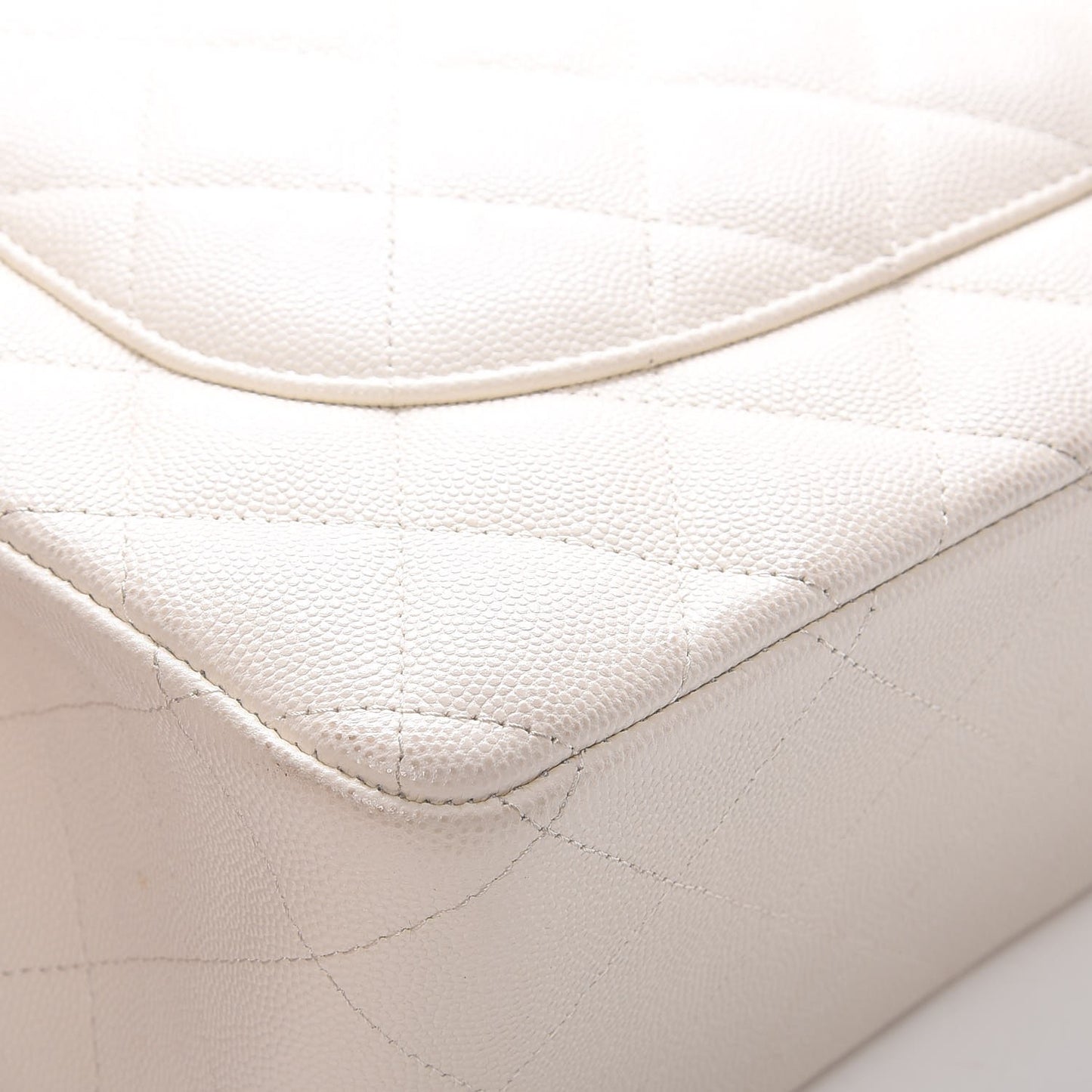 Caviar Quilted Jumbo Double Flap White