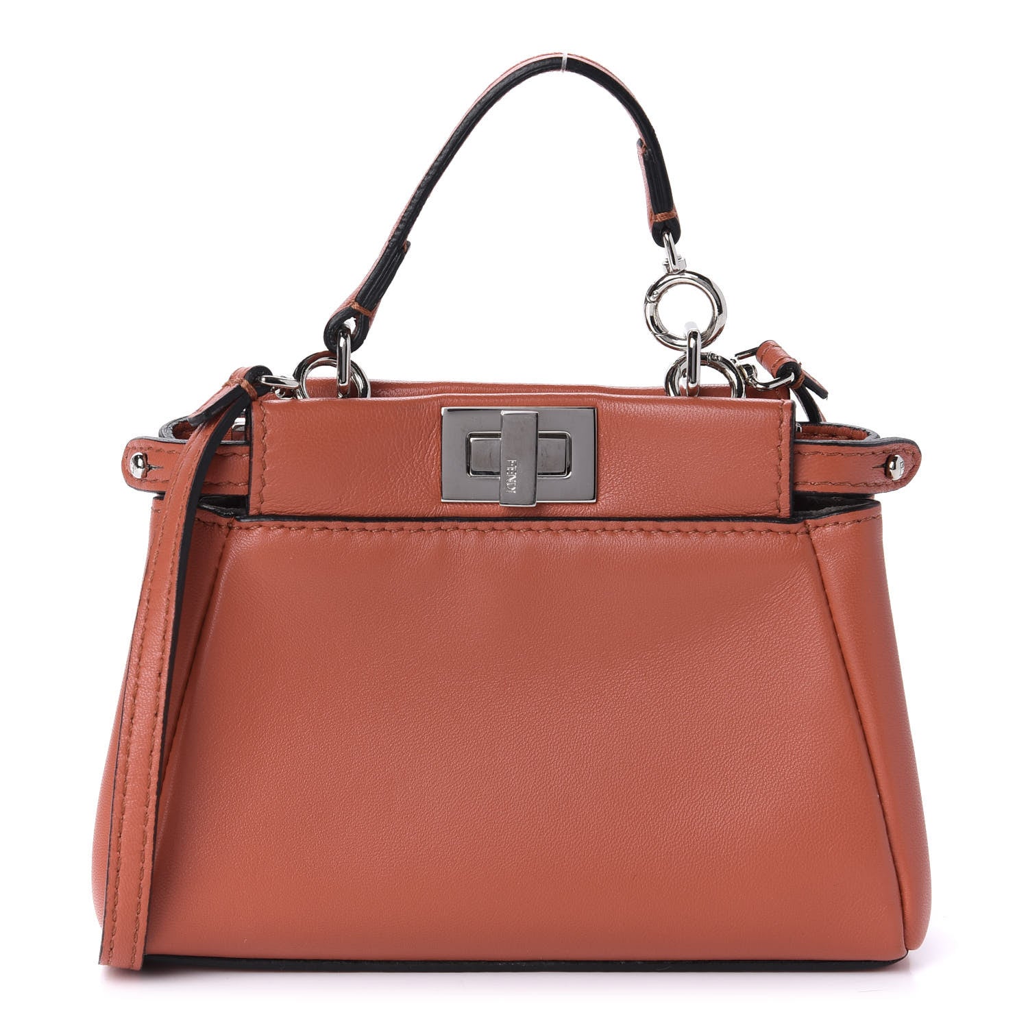 Fendi Shiny Nappa Micro Peekaboo Iconic Satchel Rosso Pimento 1 of 11