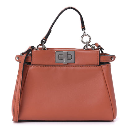 Fendi Shiny Nappa Micro Peekaboo Iconic Satchel Rosso Pimento 1 of 11