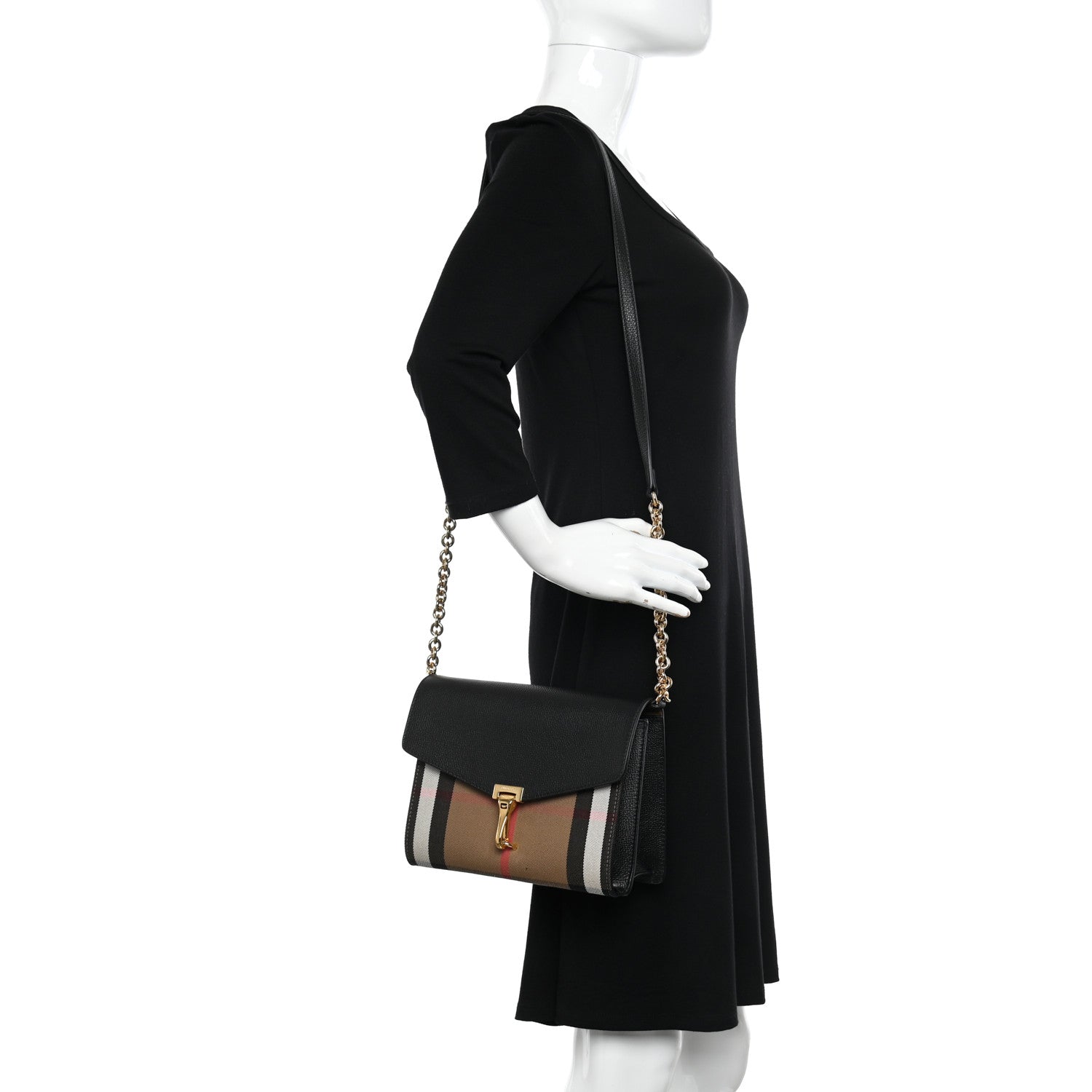 Burberry Derby Calfskin House Check Small Macken Crossbody Bag Black 2 of 10