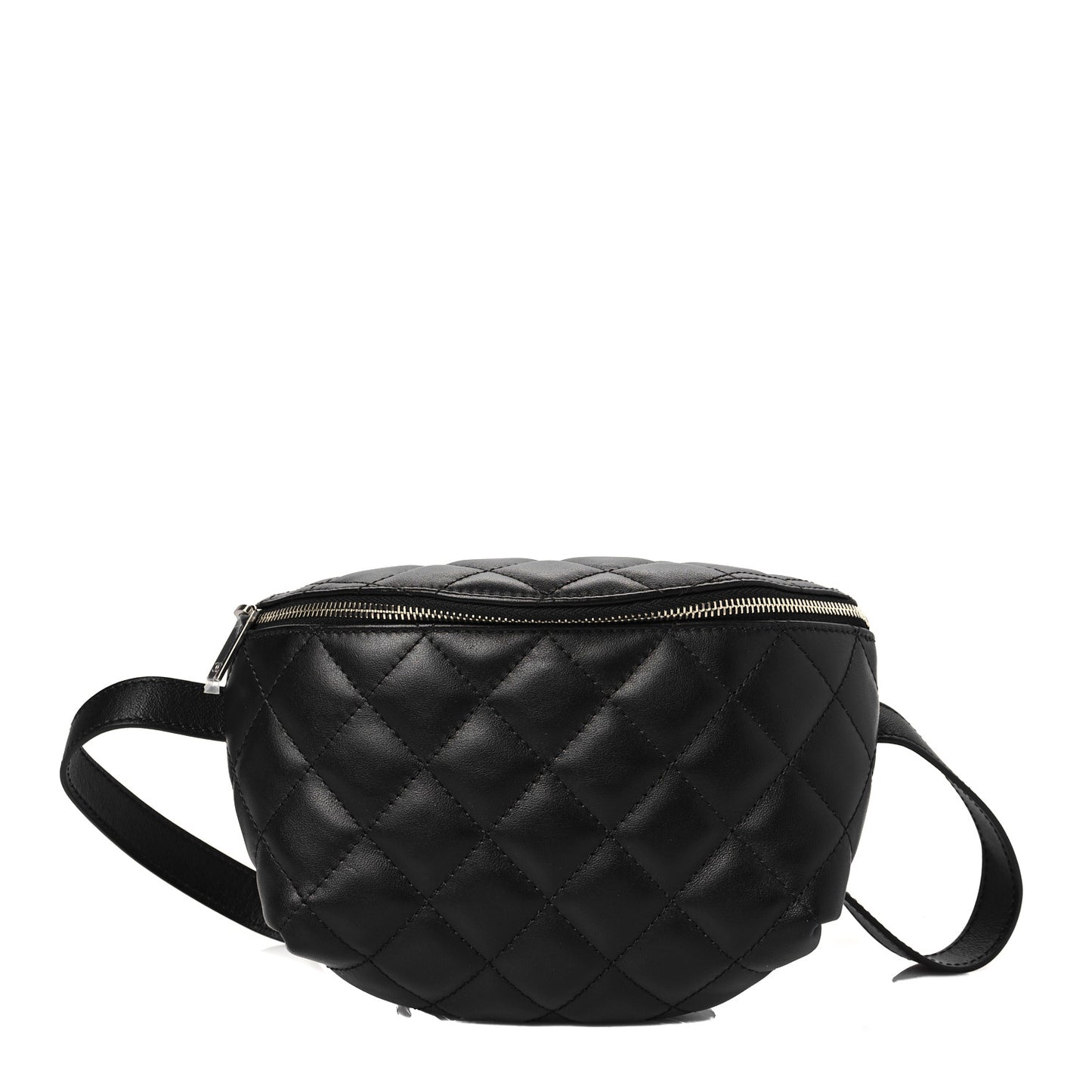 Lambskin Quilted Waist Belt Bag Black