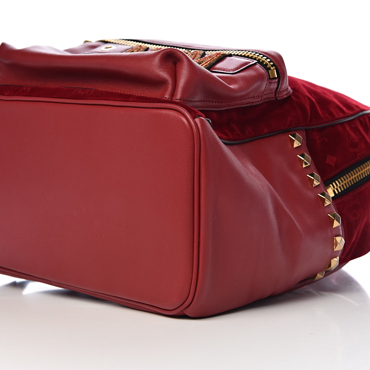 MCM Velvet Monogram Medium Stark Insignia Backpack Ruby Red 9 of 11