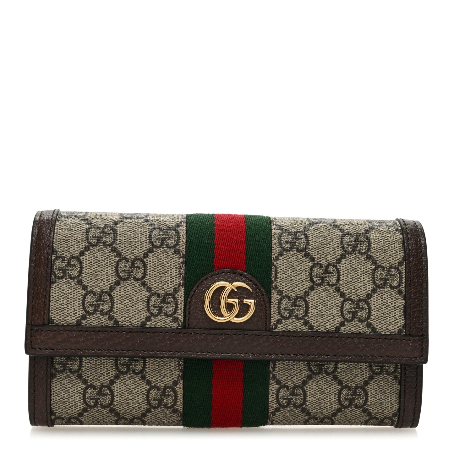 GG Supreme Monogram Web Ophidia Continental Wallet Brown