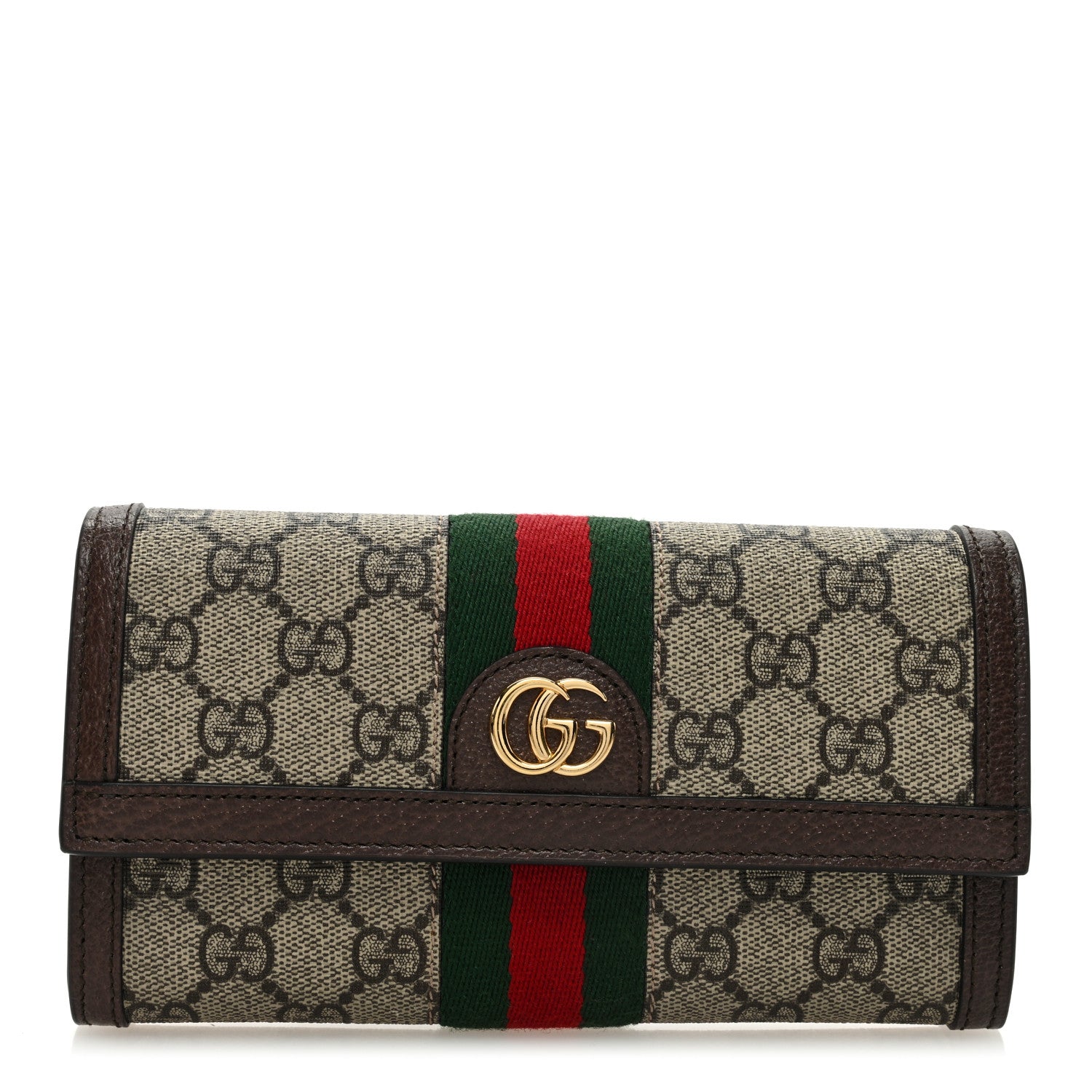 Gucci GG Supreme Monogram Web Ophidia Continental Wallet Brown 1 of 6
