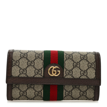 Gucci GG Supreme Monogram Web Ophidia Continental Wallet Brown 1 of 6