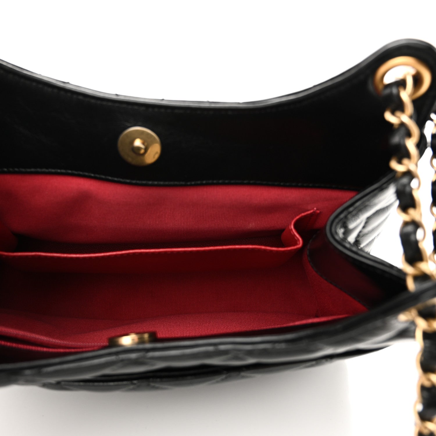 Chanel Shiny Crumpled Calfskin Quilted Wavy CC Hobo Black 5 of 11