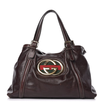 Gucci Calfskin Medium Britt Tote Dark Brown 1 of 16