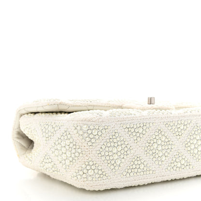 Chanel Cotton Quilted Pearl Embellished Small Single Flap White 9 of 11