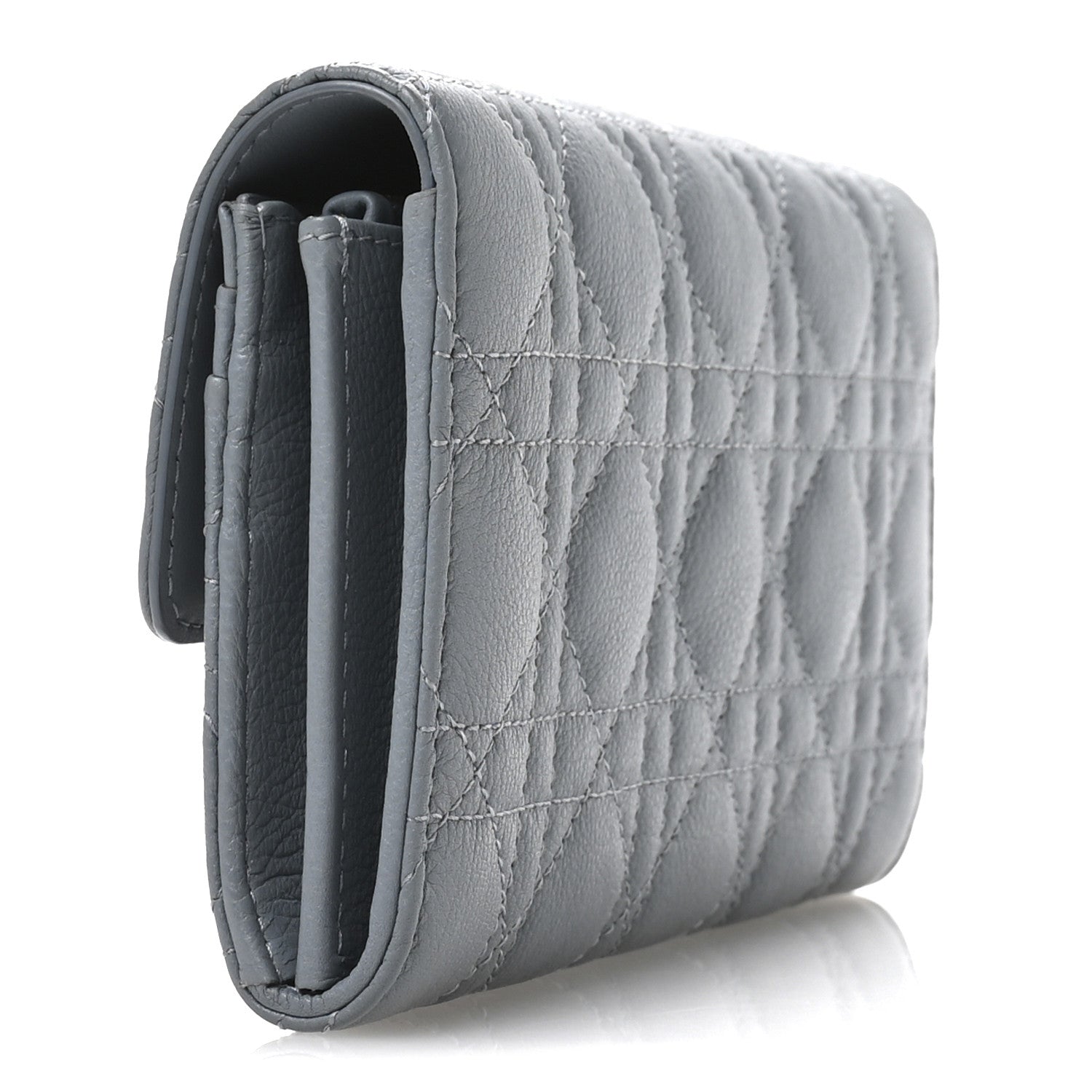 Christian Dior Supple Calfskin Cannage Caro Wallet Blue 3 of 7