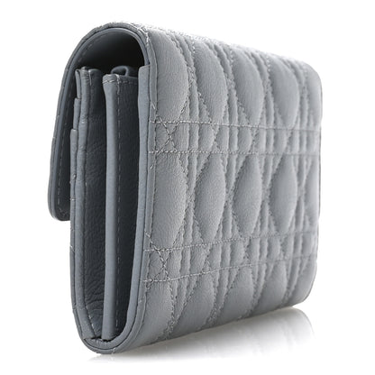 Christian Dior Supple Calfskin Cannage Caro Wallet Blue 3 of 7