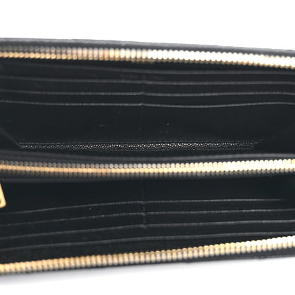 Saint Laurent Grain De Poudre Matelasse Chevron Monogram Zip Around Wallet Black 5 of 7