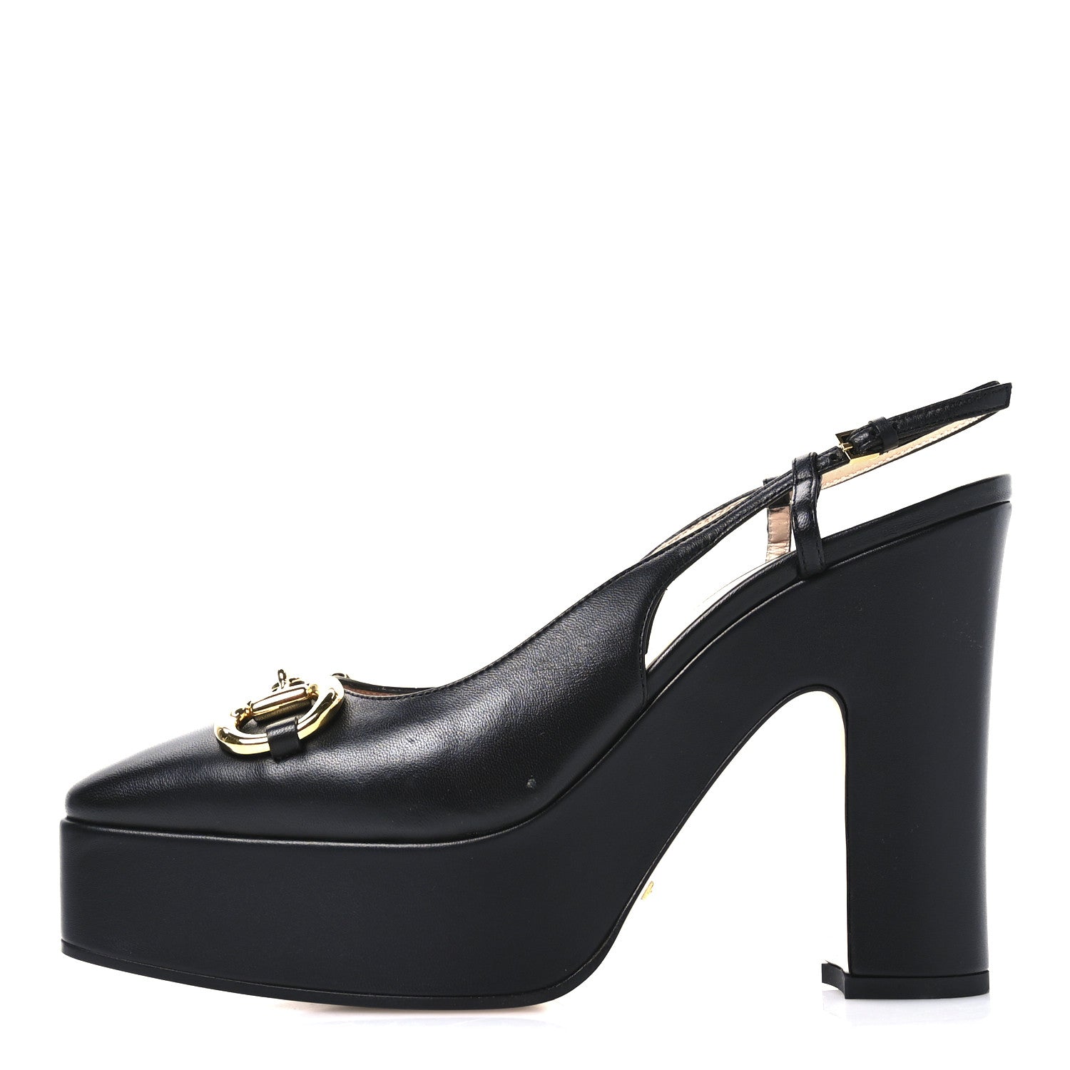 Gucci Nappa Horsebit Platform 35/120mm Slingback Pumps 40.5 Black 1 of 10