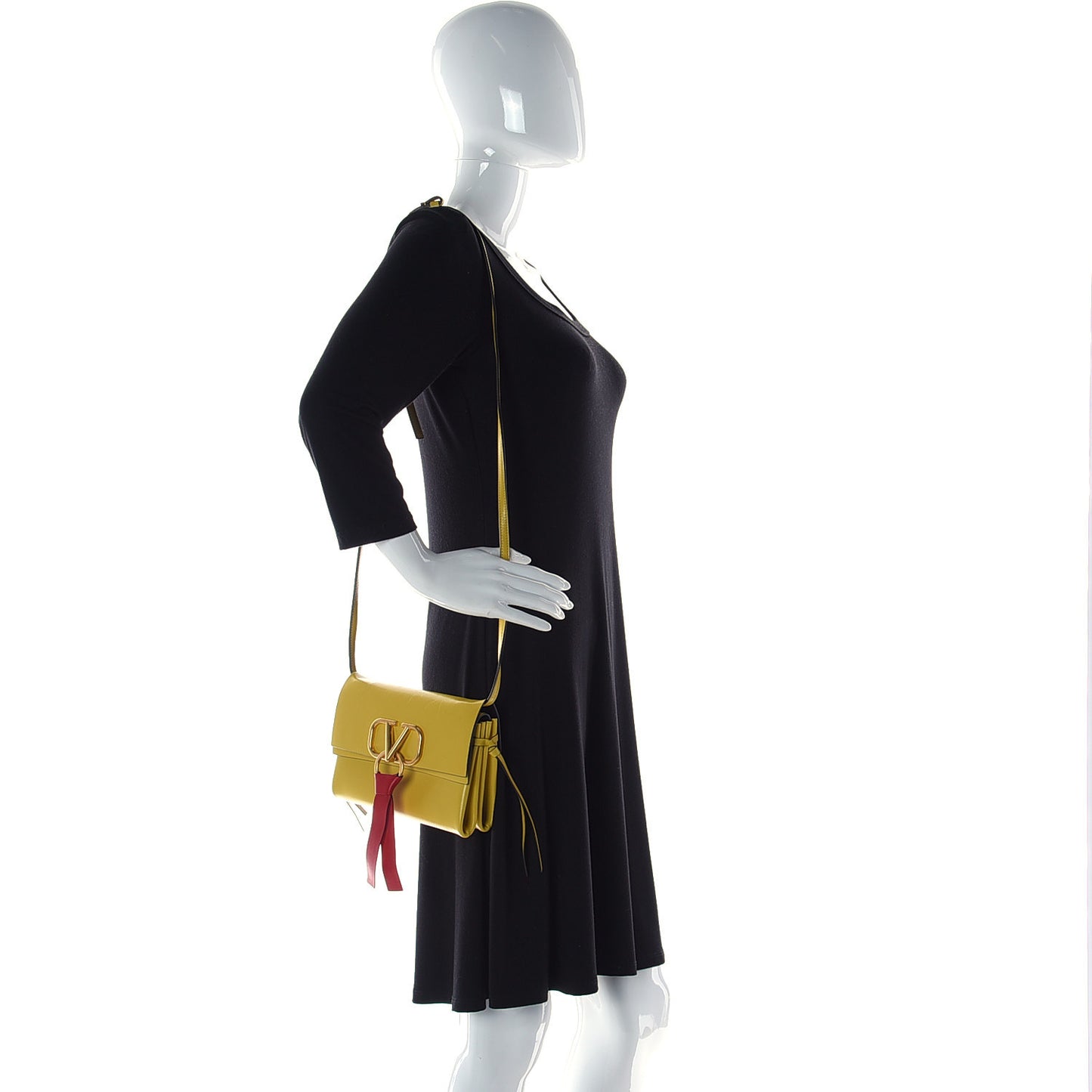 Smooth Calfskin Small VRing Crossbody Bag Senape