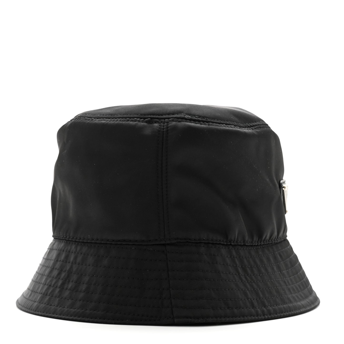 Nylon Metal Triangle Logo Womens Bucket Hat M Black