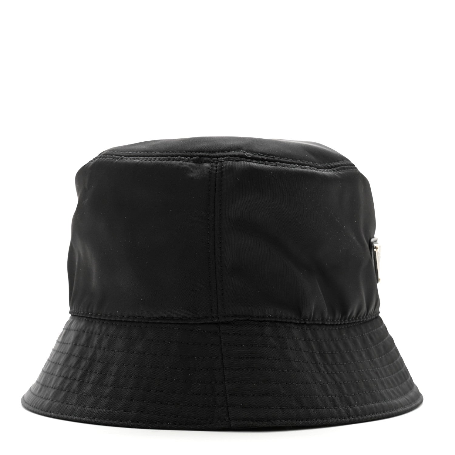 Prada Nylon Metal Triangle Logo Womens Bucket Hat M Black 5 of 10