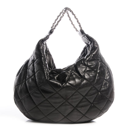Chanel Lambskin Quilted Chain Handles Handbag Black 1 of 8