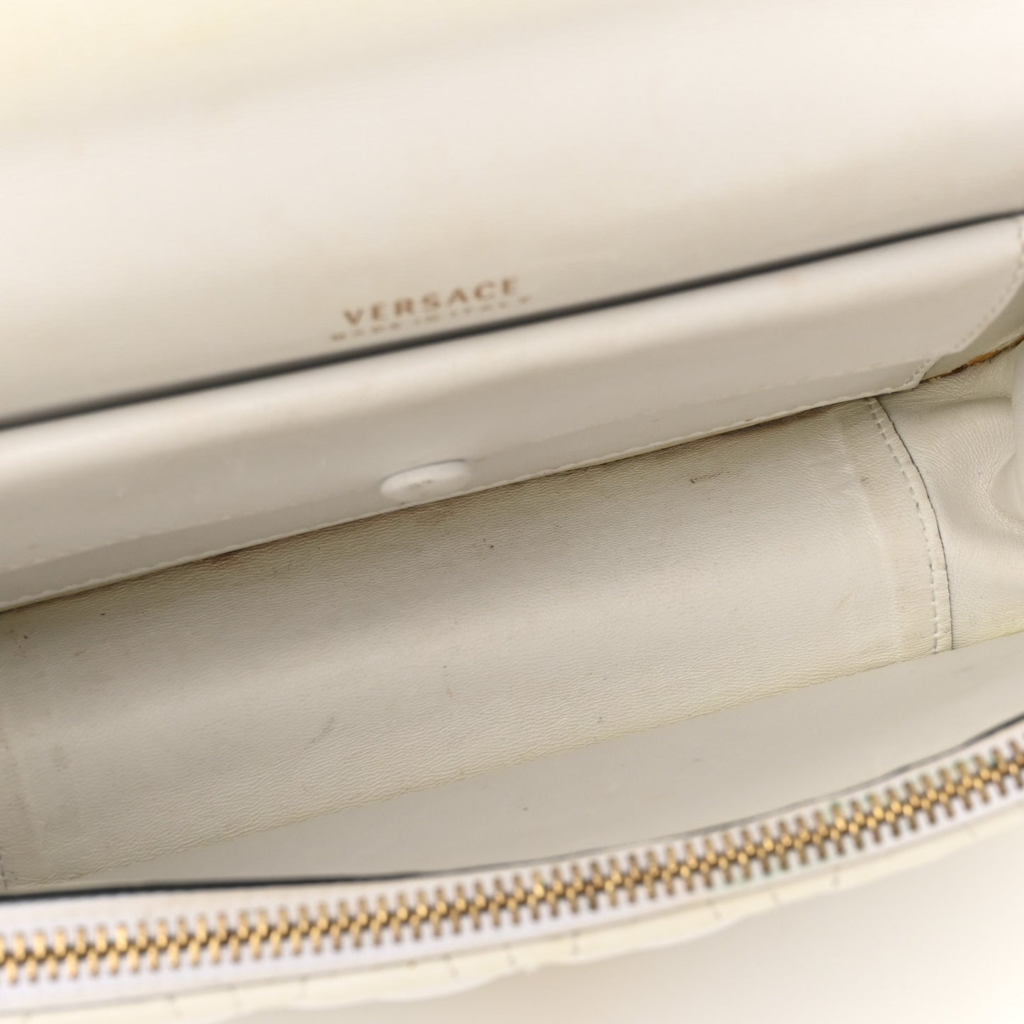 Nappa Quilted Virtus Top Handle Shoulder Bag White