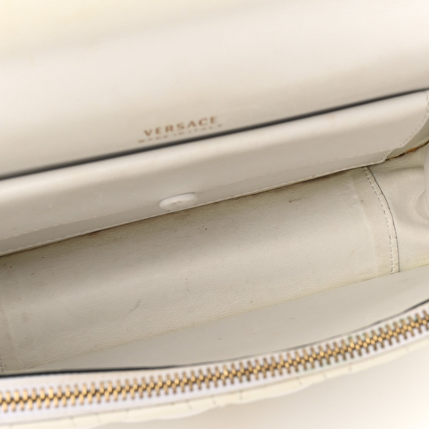 Versace Nappa Quilted Virtus Top Handle Shoulder Bag White 5 of 13