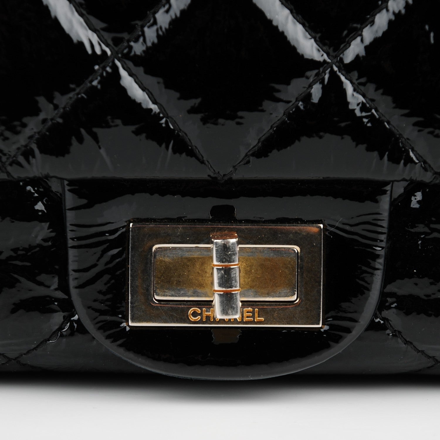 Chanel Distressed Patent Quilted 2.55 Reissue 228 Flap Black 6 of 12