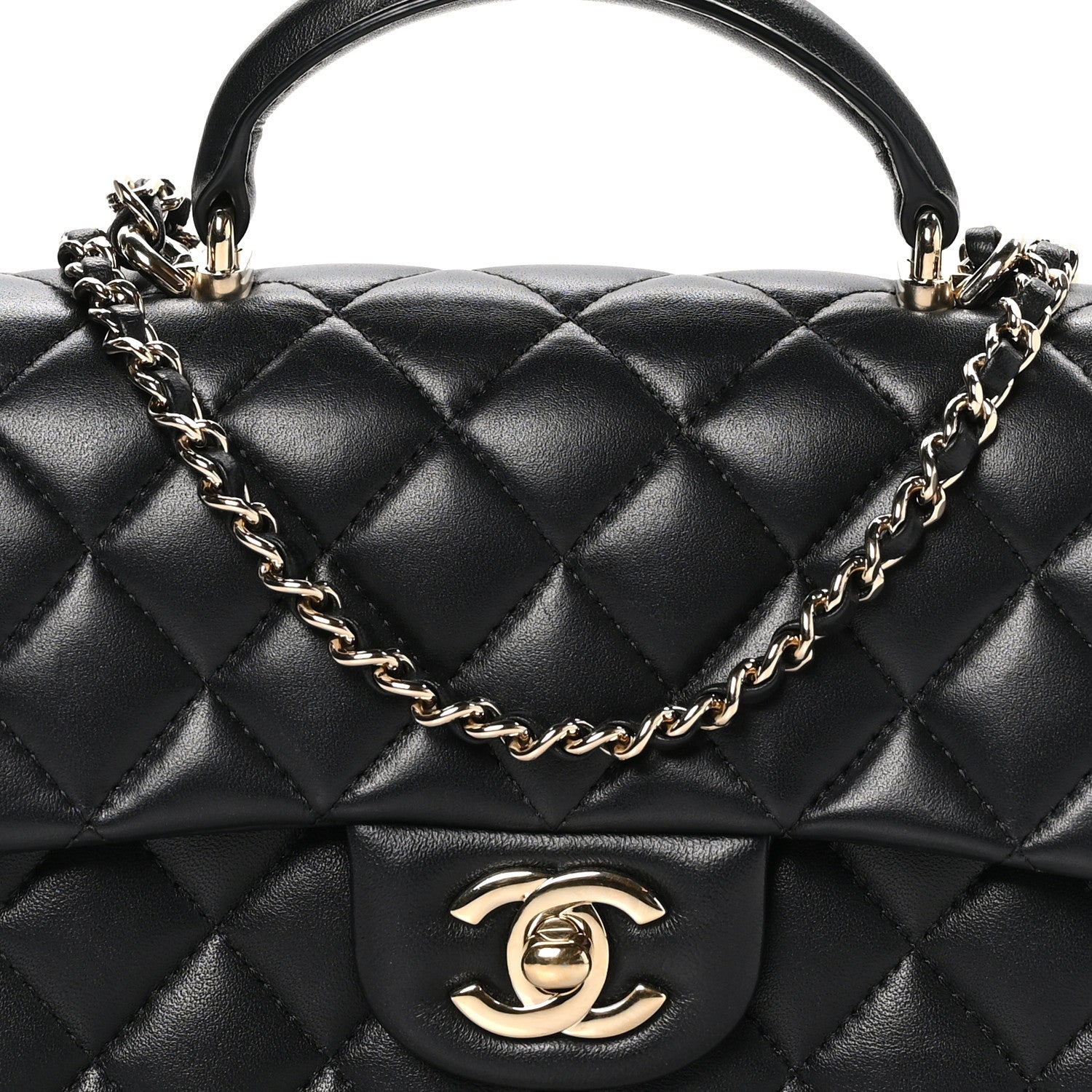 Chanel Lambskin Quilted Mini Top Handle Rectangular Flap Black 8 of 11