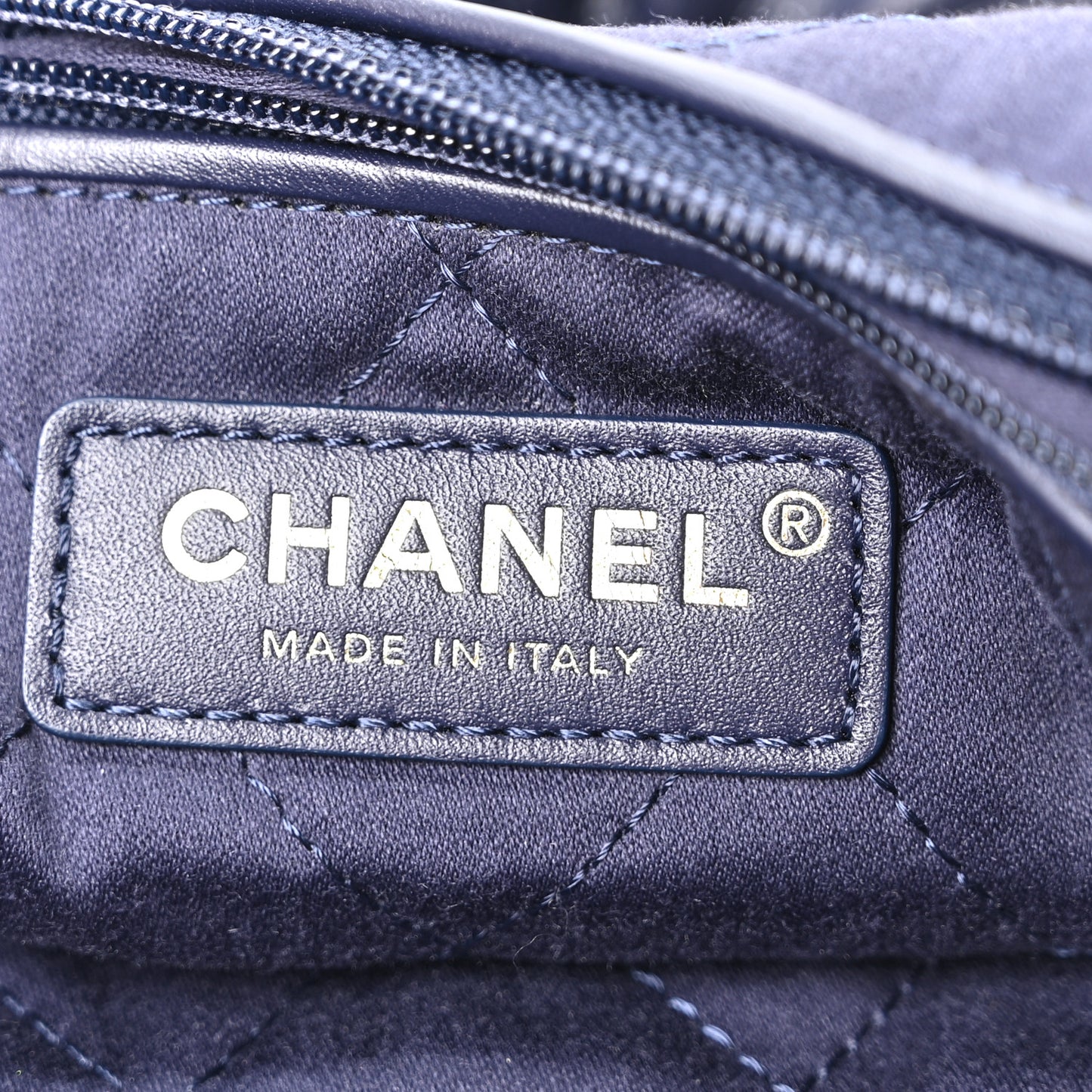 Shiny Calfskin Quilted Chanel 22 Navy Blue