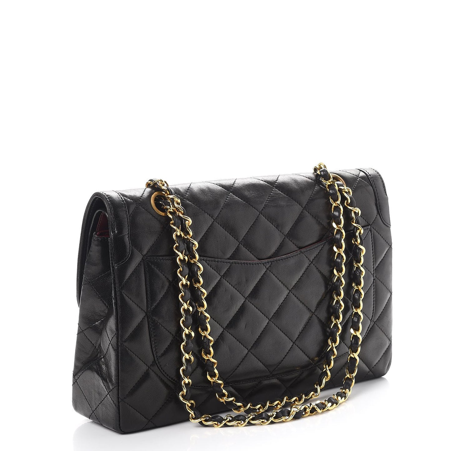 Lambskin Quilted Medium Double Flap Black