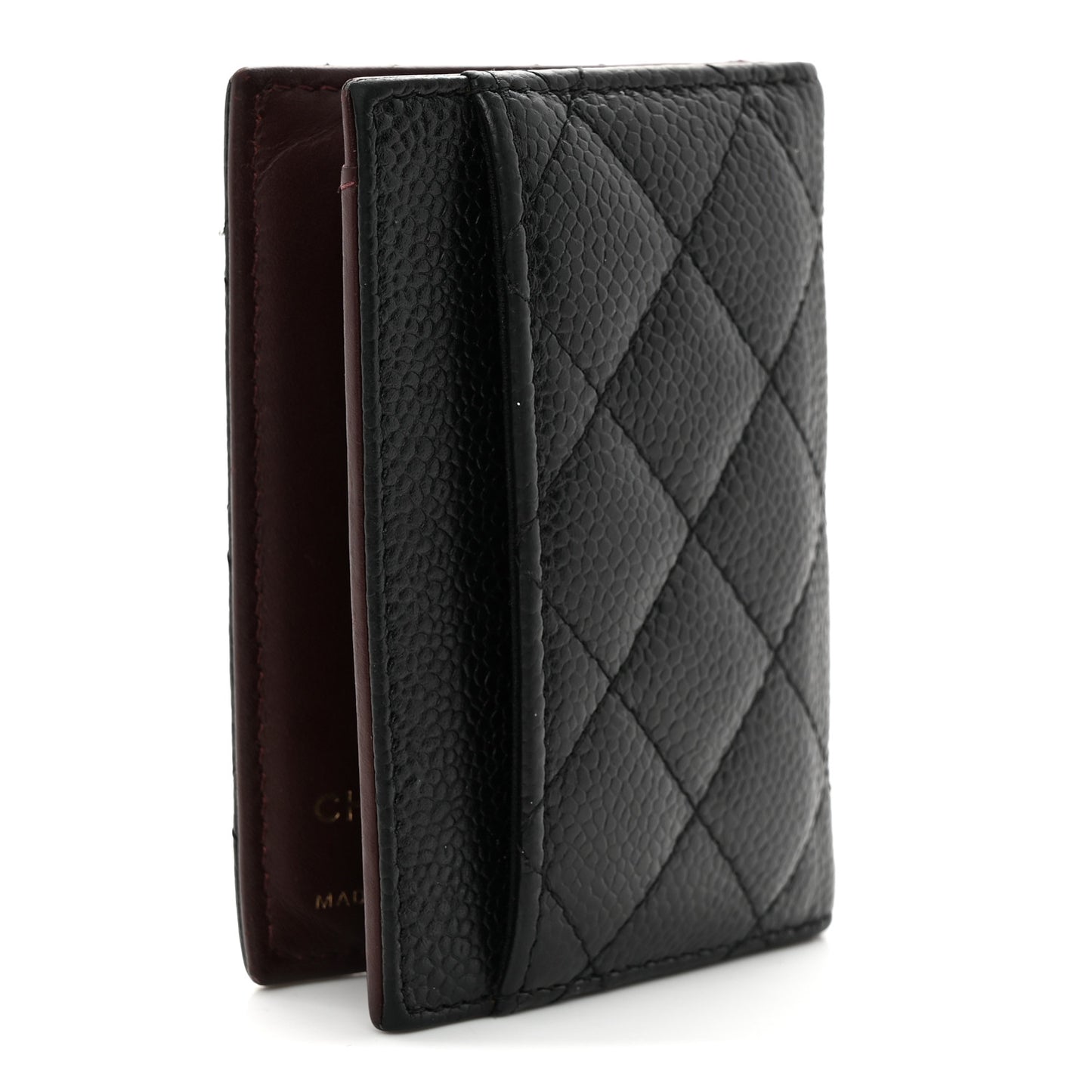 Caviar Quilted Card Holder Wallet Black