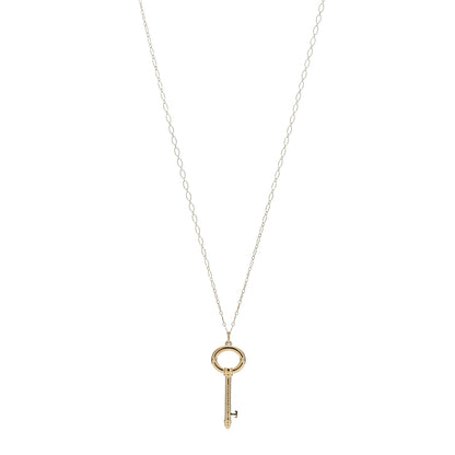 Tiffany 18K Yellow Gold Oval Key Pendant Link Necklace 1 of 5