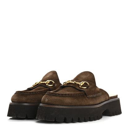Gucci Suede Horsebit Platform Mules 39 Washed Brown 4 of 15