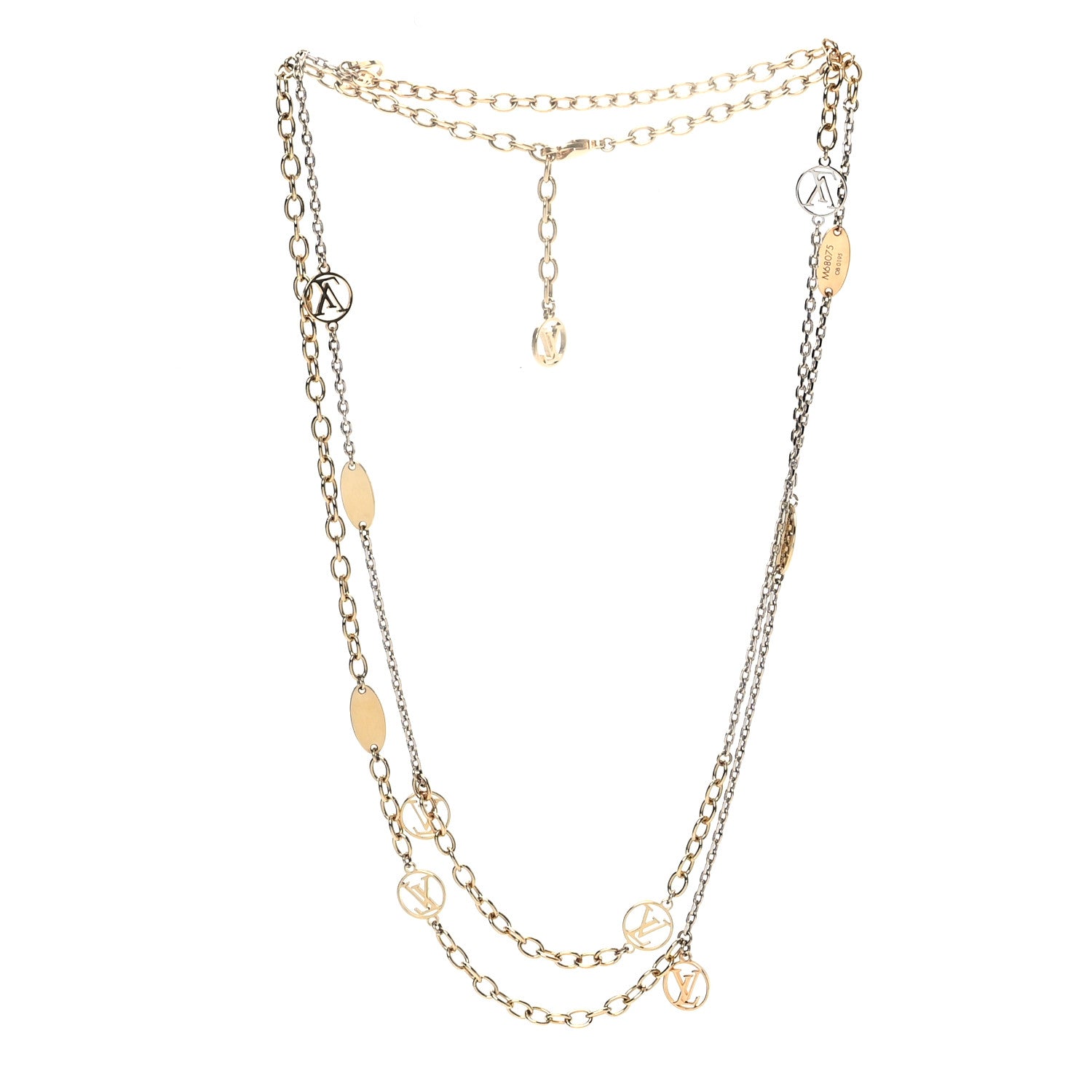 Louis Vuitton Logomania Sautoir Necklace Silver Gold 3 of 6