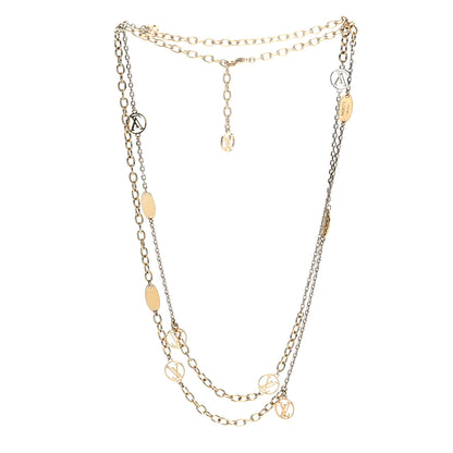 Louis Vuitton Logomania Sautoir Necklace Silver Gold 3 of 6