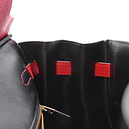 Hermes Taurillon Clemence Horseshoe Birkin 35 Rouge Casaque Black 23 of 40