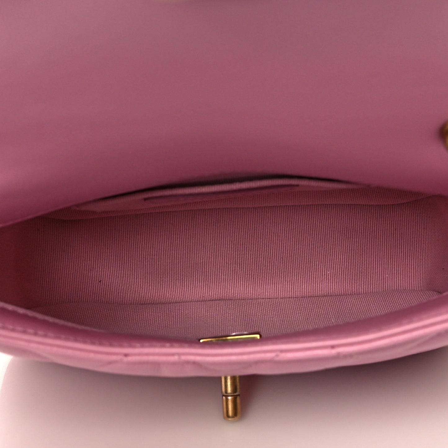 Lambskin Quilted Mini Lacquered Chain Flap Pink