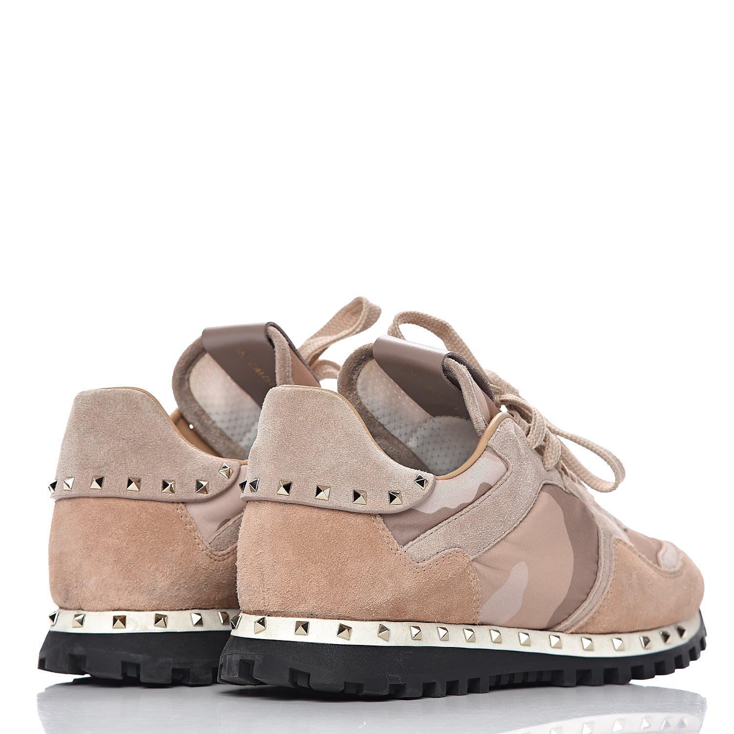 Valentino Garavani Suede Nylon Camouflage Womens Soul Rockstud Sneakers 38 Multicolor 4 of 9