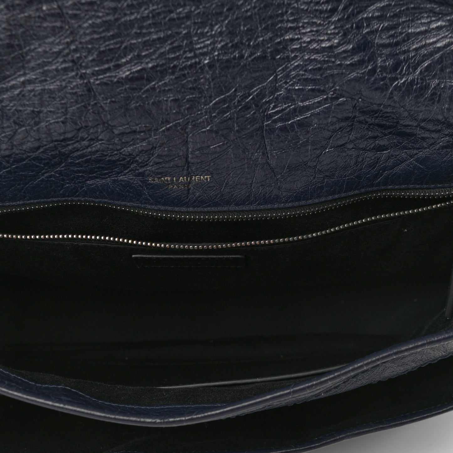 Crinkled Calfskin Matelasse Monogram Large Niki Chain Satchel Deep Marine