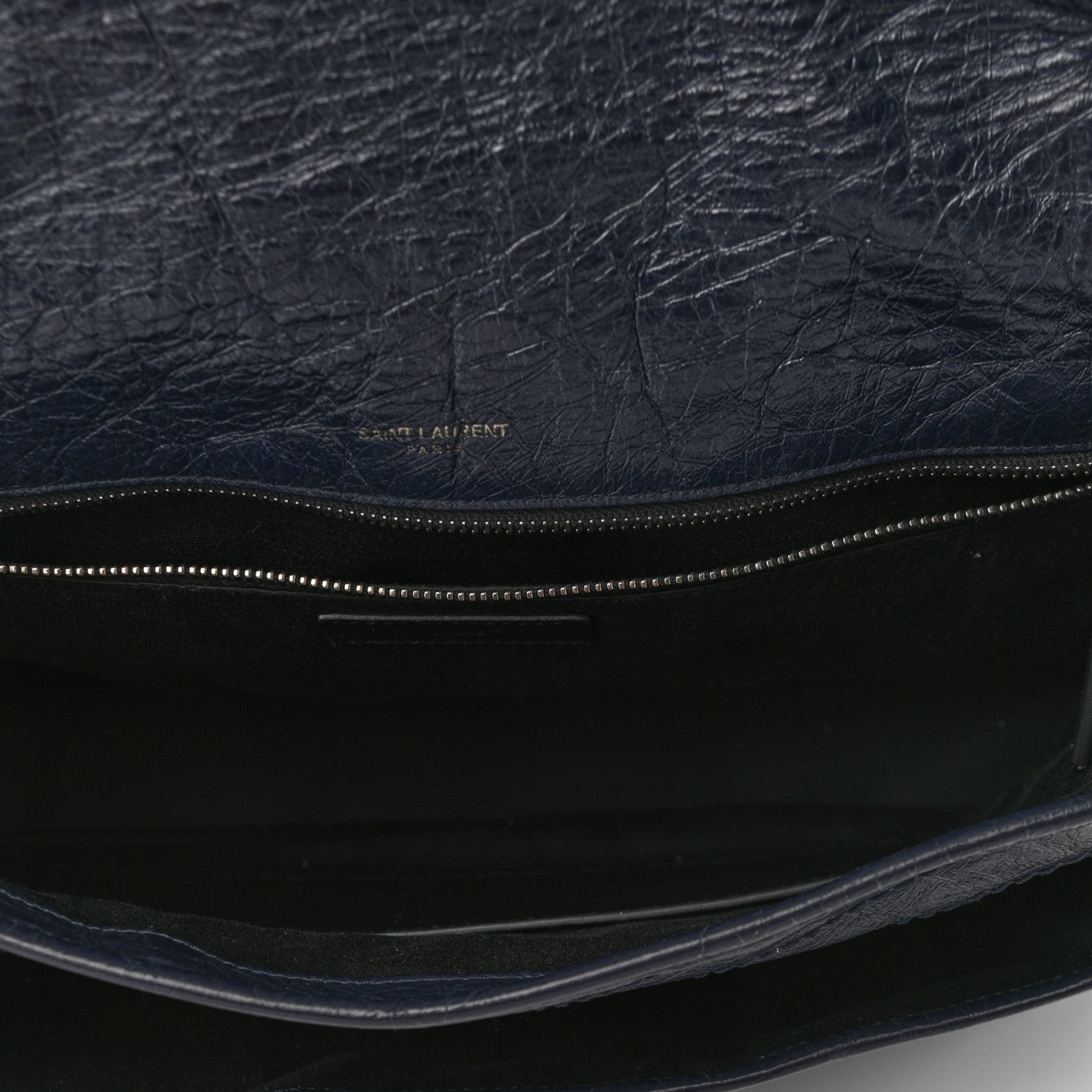 Saint Laurent Crinkled Calfskin Matelasse Monogram Large Niki Chain Satchel Deep Marine 4 of 8