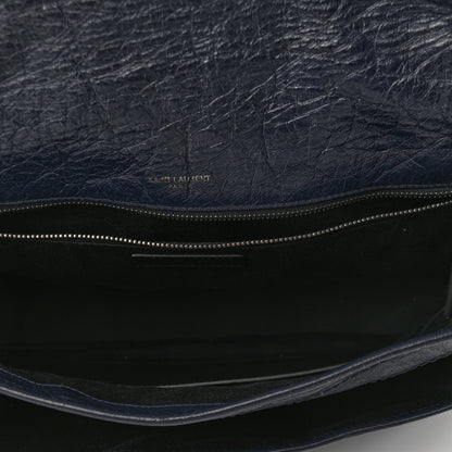 Saint Laurent Crinkled Calfskin Matelasse Monogram Large Niki Chain Satchel Deep Marine 4 of 8