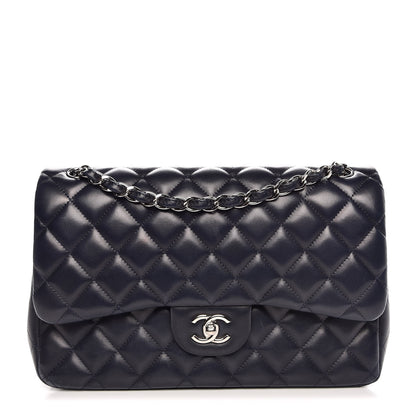Chanel Lambskin Quilted Jumbo Double Flap Navy 1 of 14
