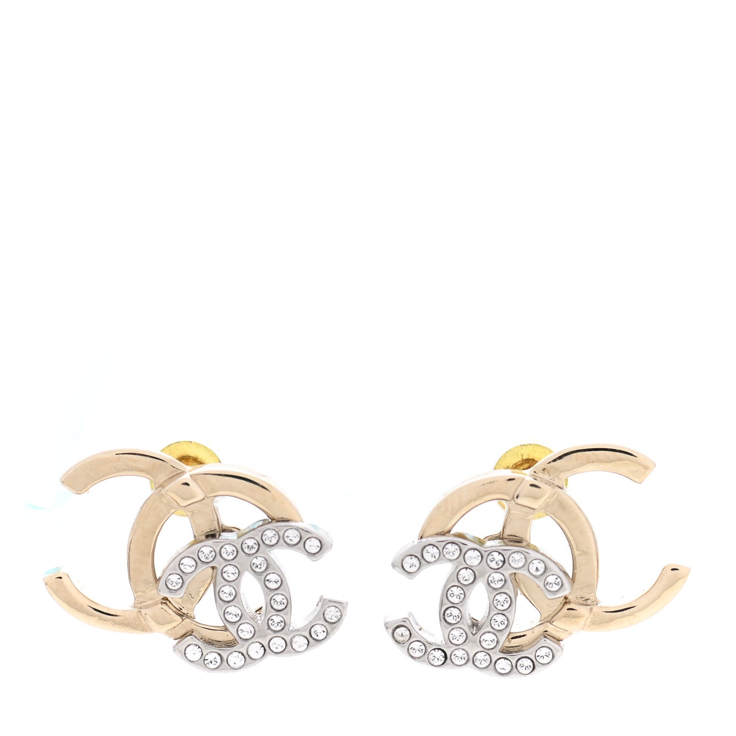 Crystal Double CC Earrings Gold Silver