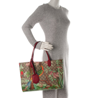 Gucci GG Supreme Monogram Tian Medium Shopping Tote Beige Multicolor Red 2 of 7