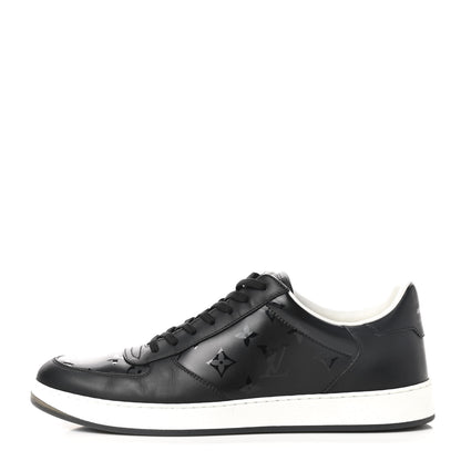 Louis Vuitton Calfskin Monogram Mens Rivoli Sneakers 9.5 Black 1 of 7