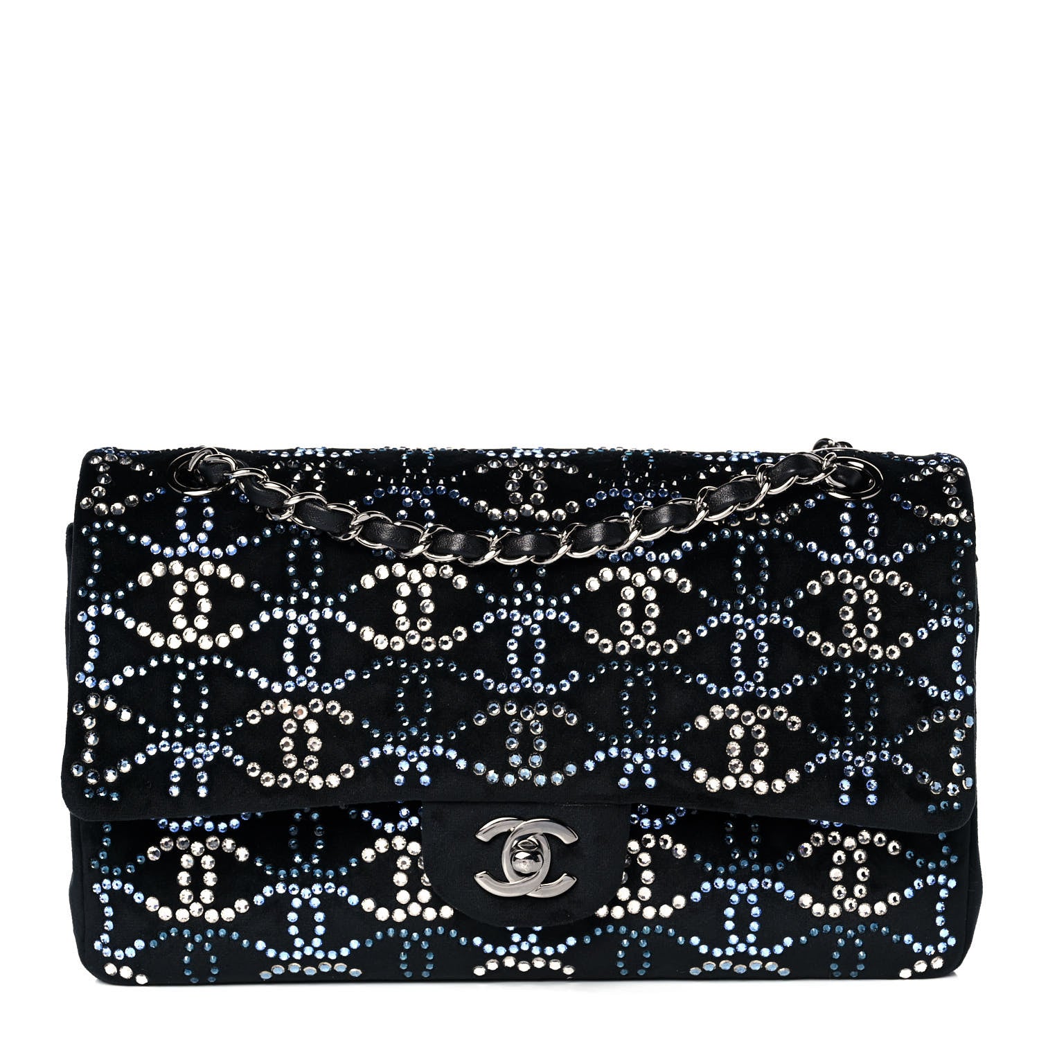 Chanel Velvet Crystal Medium Double Flap Black 1 of 12