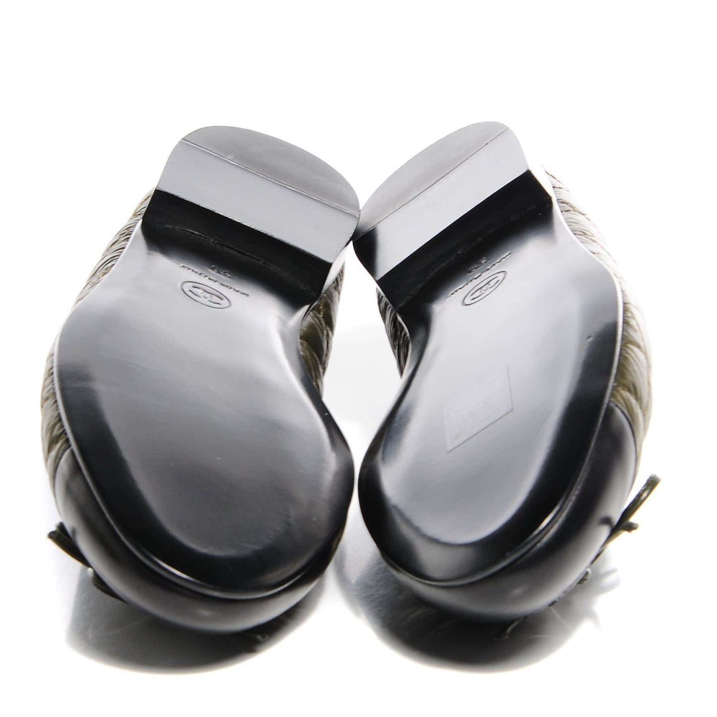 Nylon Quilted Cap Toe Ballerina Flats 39 Khaki