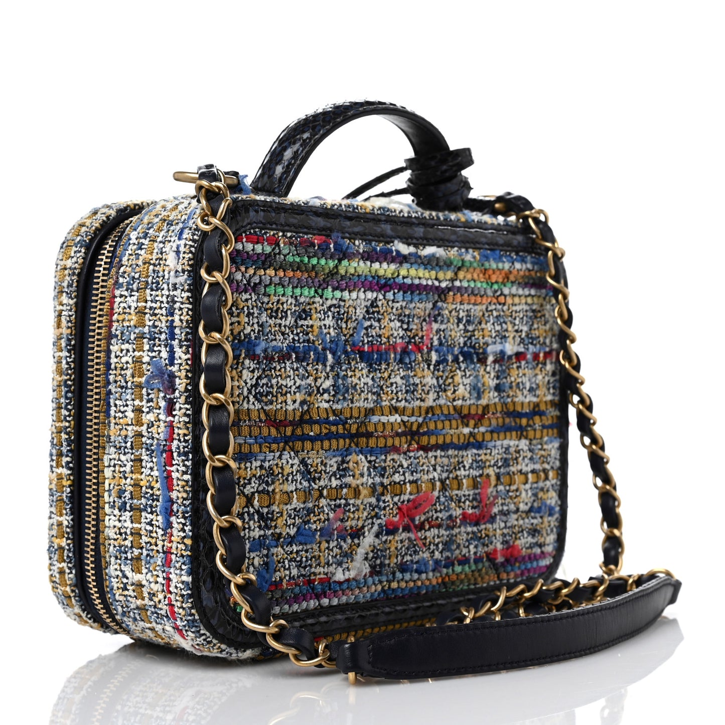Tweed Snakeskin Quilted Medium CC Filigree Vanity Case Multicolor