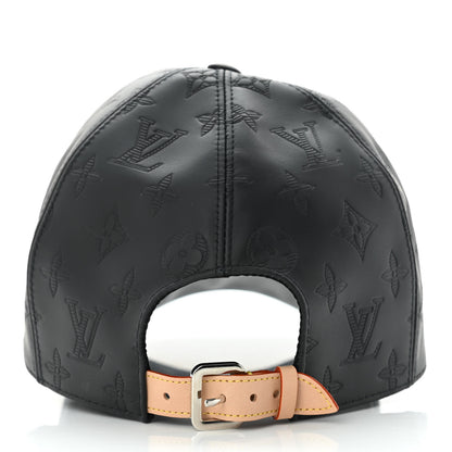 Louis Vuitton Calfskin Monogram Shadow Baseball Cap 60 Black 5 of 8