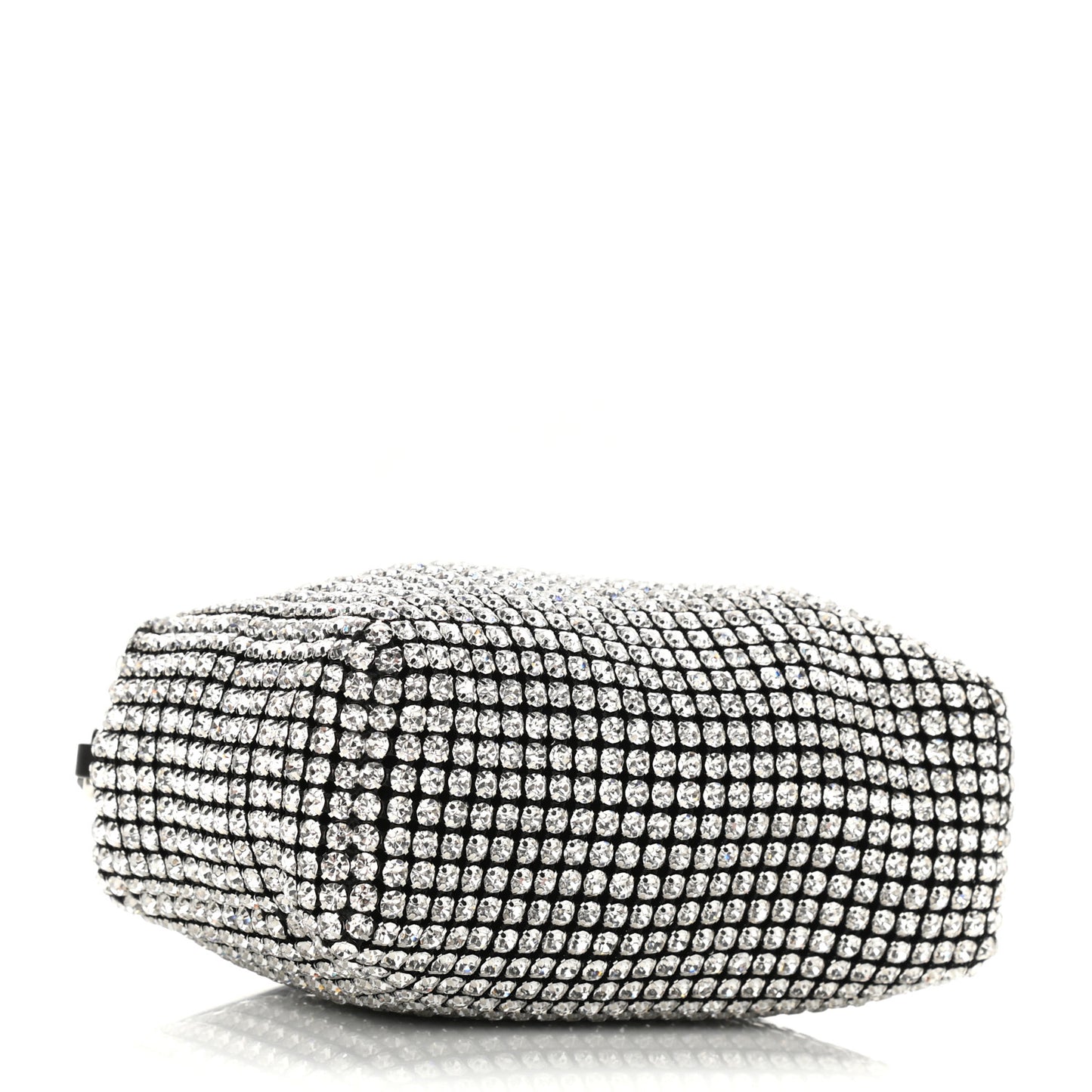 Mesh Crystal Rhinestone Mini Heiress Pouch Black Silver