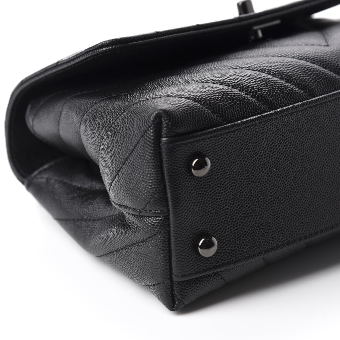 Caviar Chevron Quilted Mini Coco Handle Flap So Black